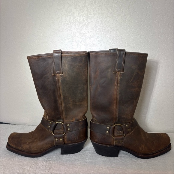 Frye Brown Leather Moto Boots - Picture 7 of 11